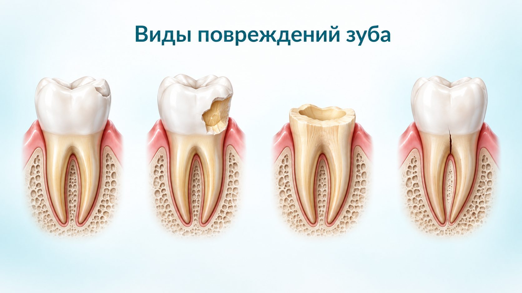 виды повреждений зуба